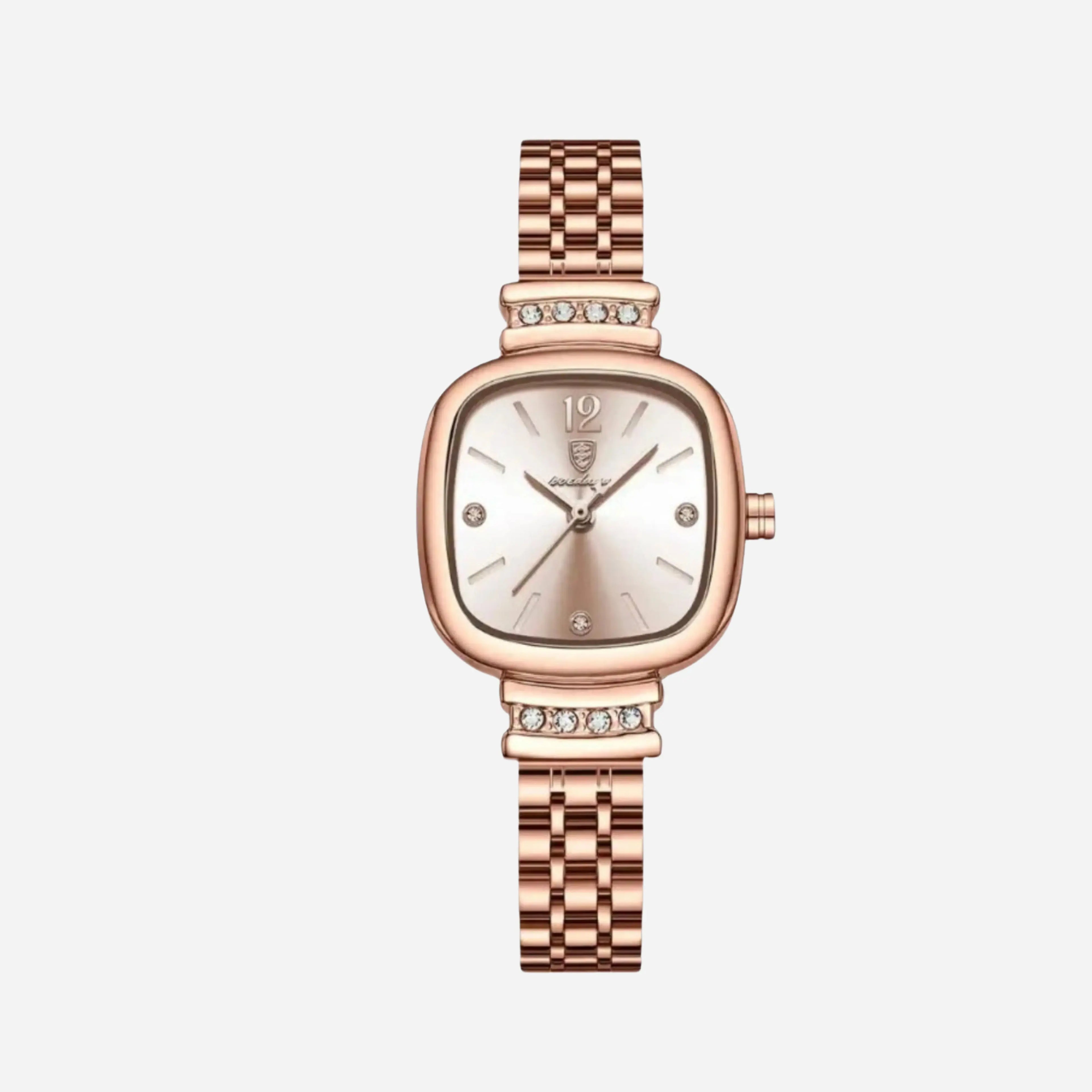 Kateřina – Orologio in oro rosa con quadrante trasparente.