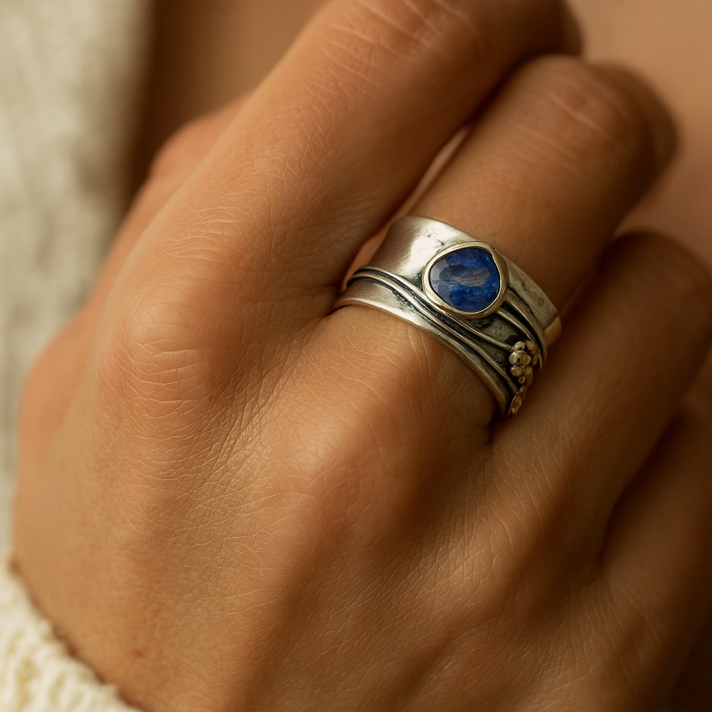 Gertruda – Anello meditativo con gemme ceche