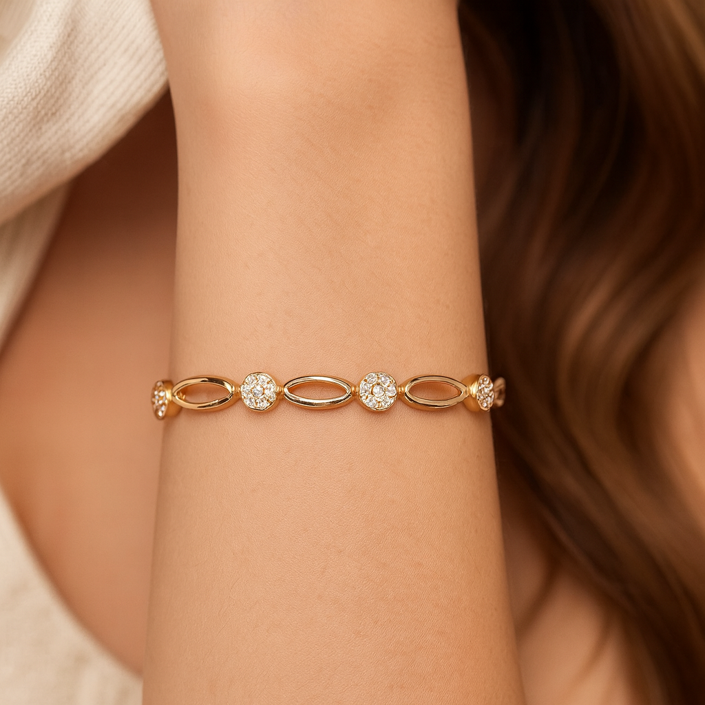 Klára - Elegante bracciale in oro con zirconi