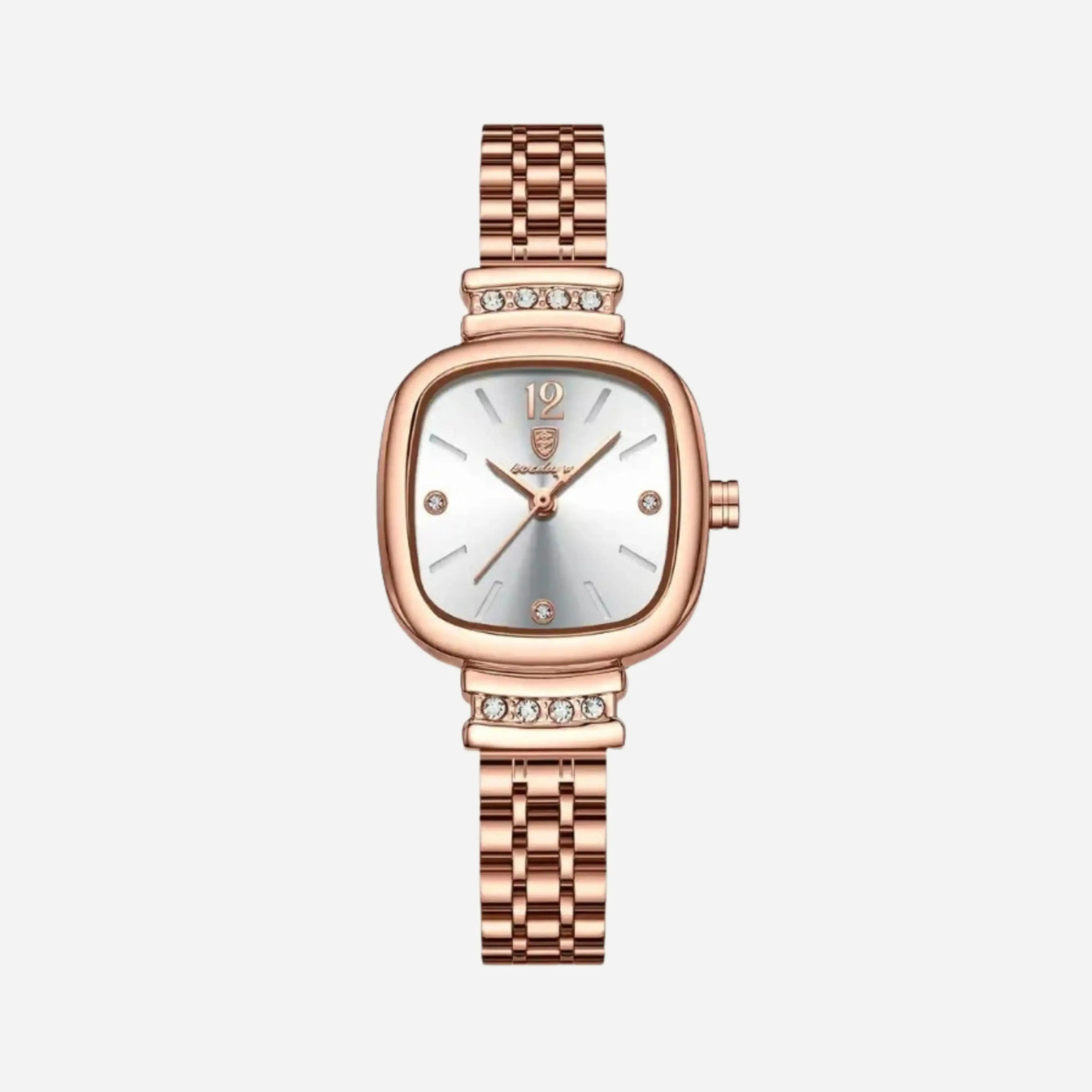 Kateřina – Orologio in oro rosa con quadrante trasparente.