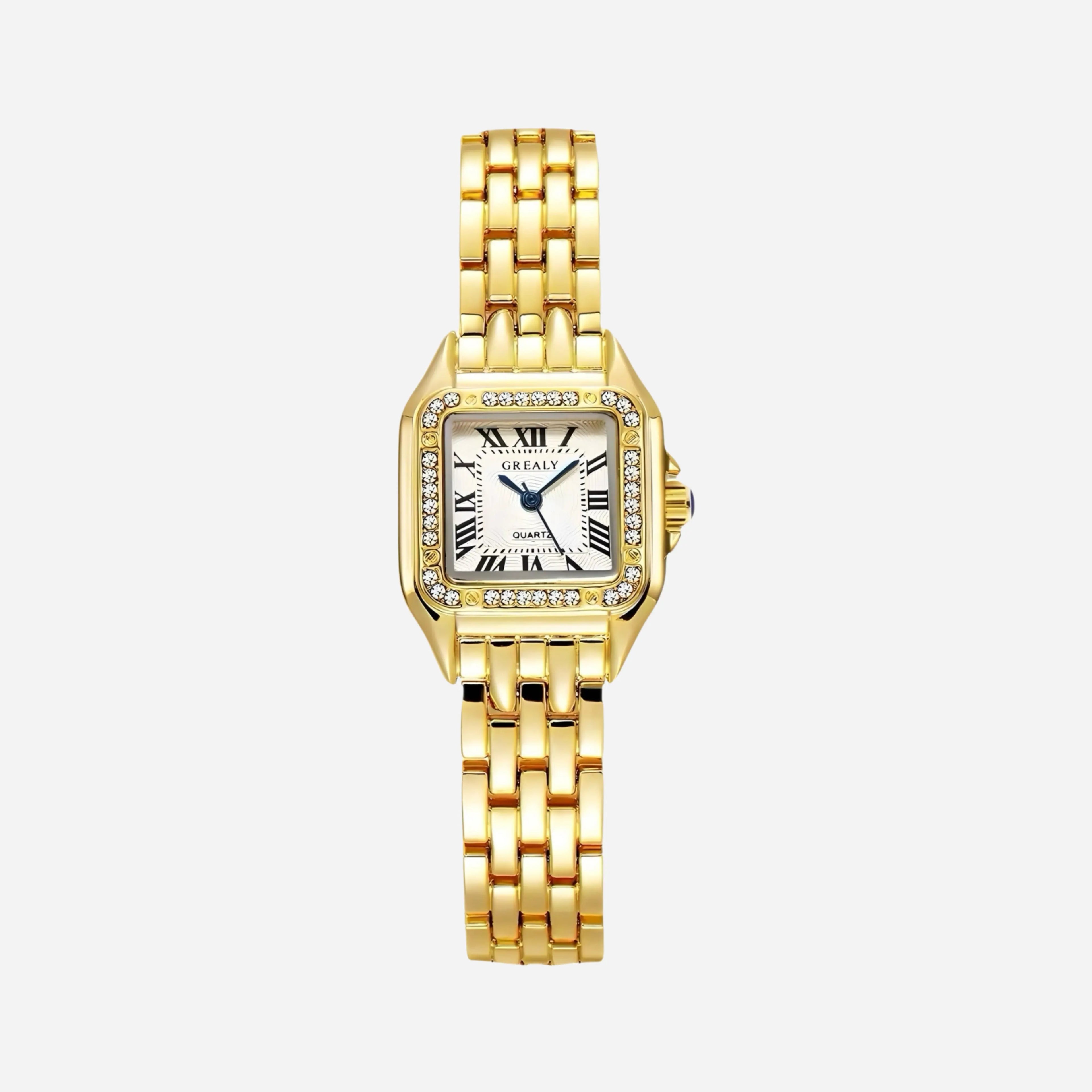 Leonie – Orologio in oro con cassa quadrata.