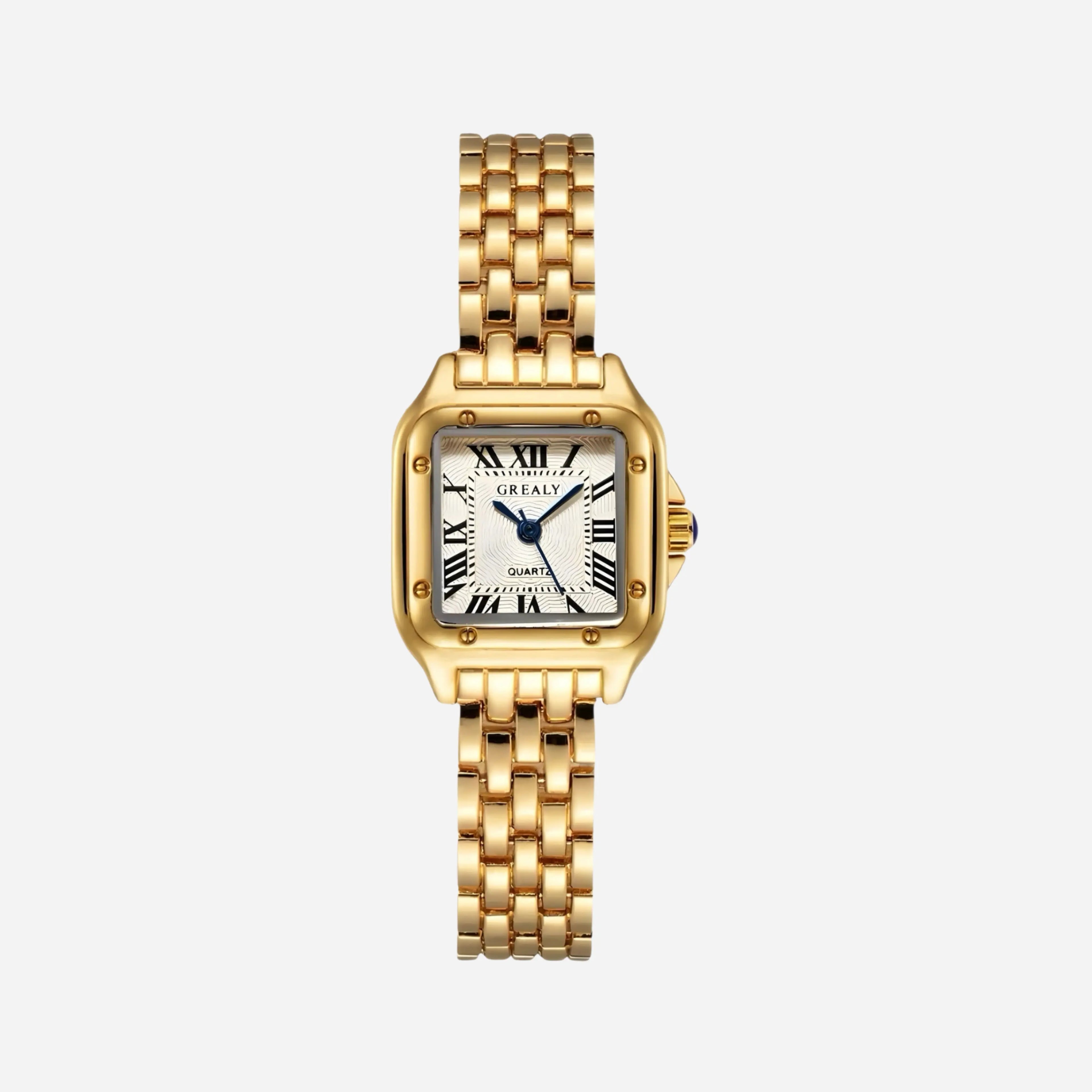 Leonie – Orologio in oro con cassa quadrata.