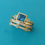 Herta - Set di anelli vintage in cristallo blu