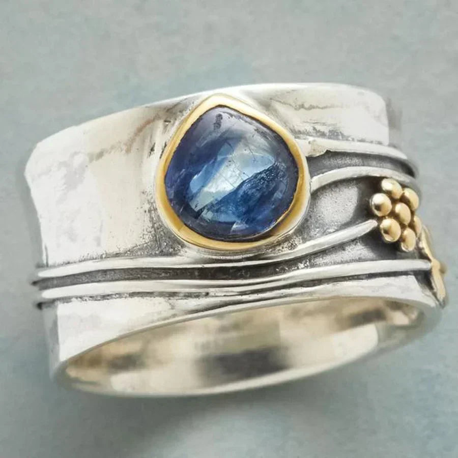 Gertrude - Anello da meditazione con pietre preziose ceche