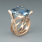 Elizabeth - Anello vintage in oro rosa con zirconi blu