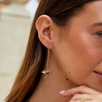 Stefanie - Orecchini dorati circolari con delicato pendente