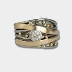 Stefanie - Anello vintage in oro con zircone intarsiato