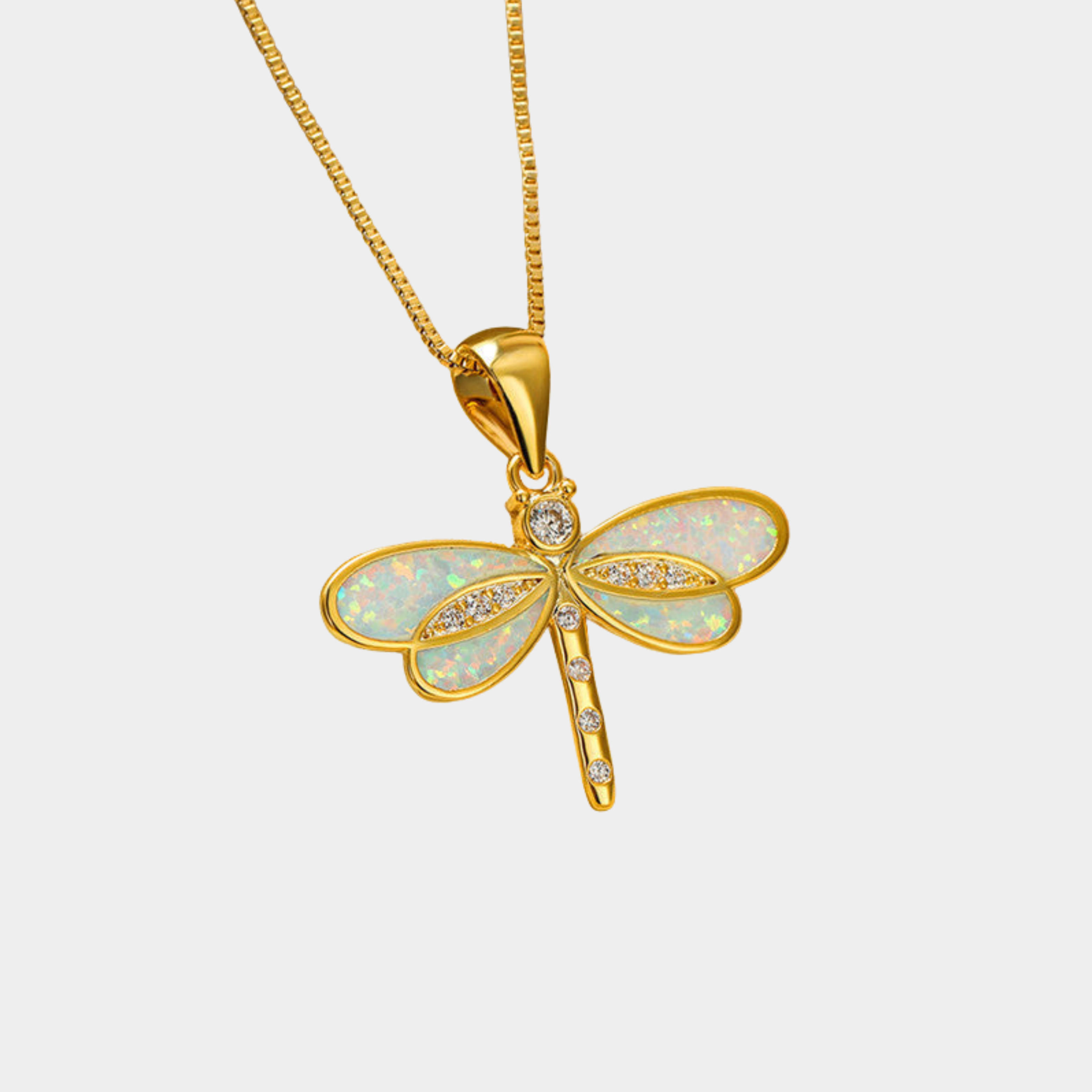Collana dorata a farfalla con opale