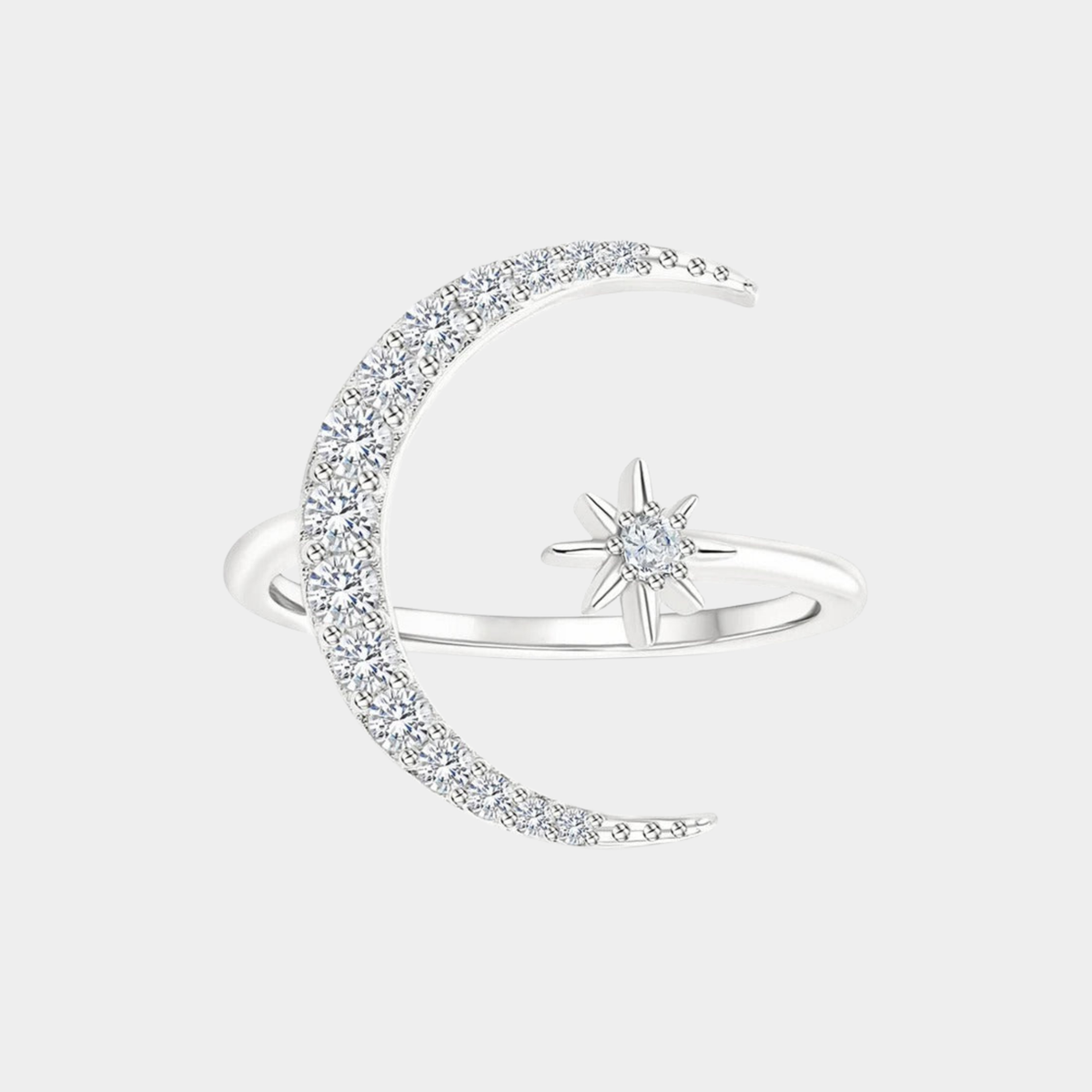 Anello luna e stella in argento