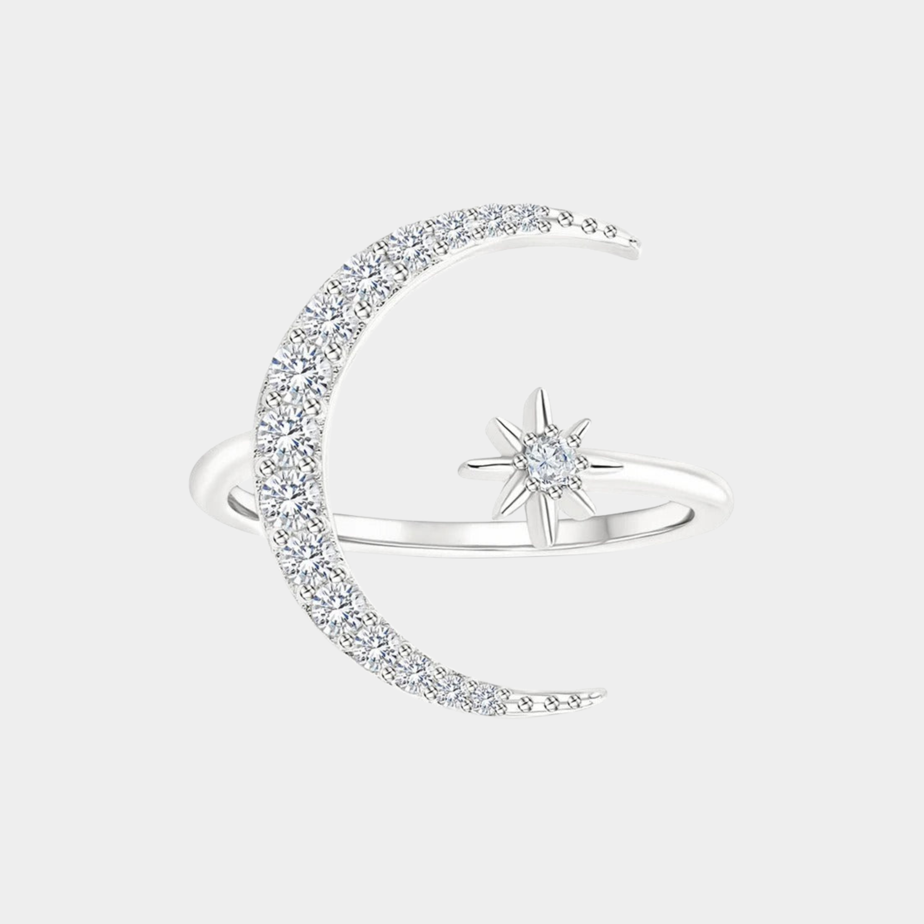 Anello luna e stella in argento