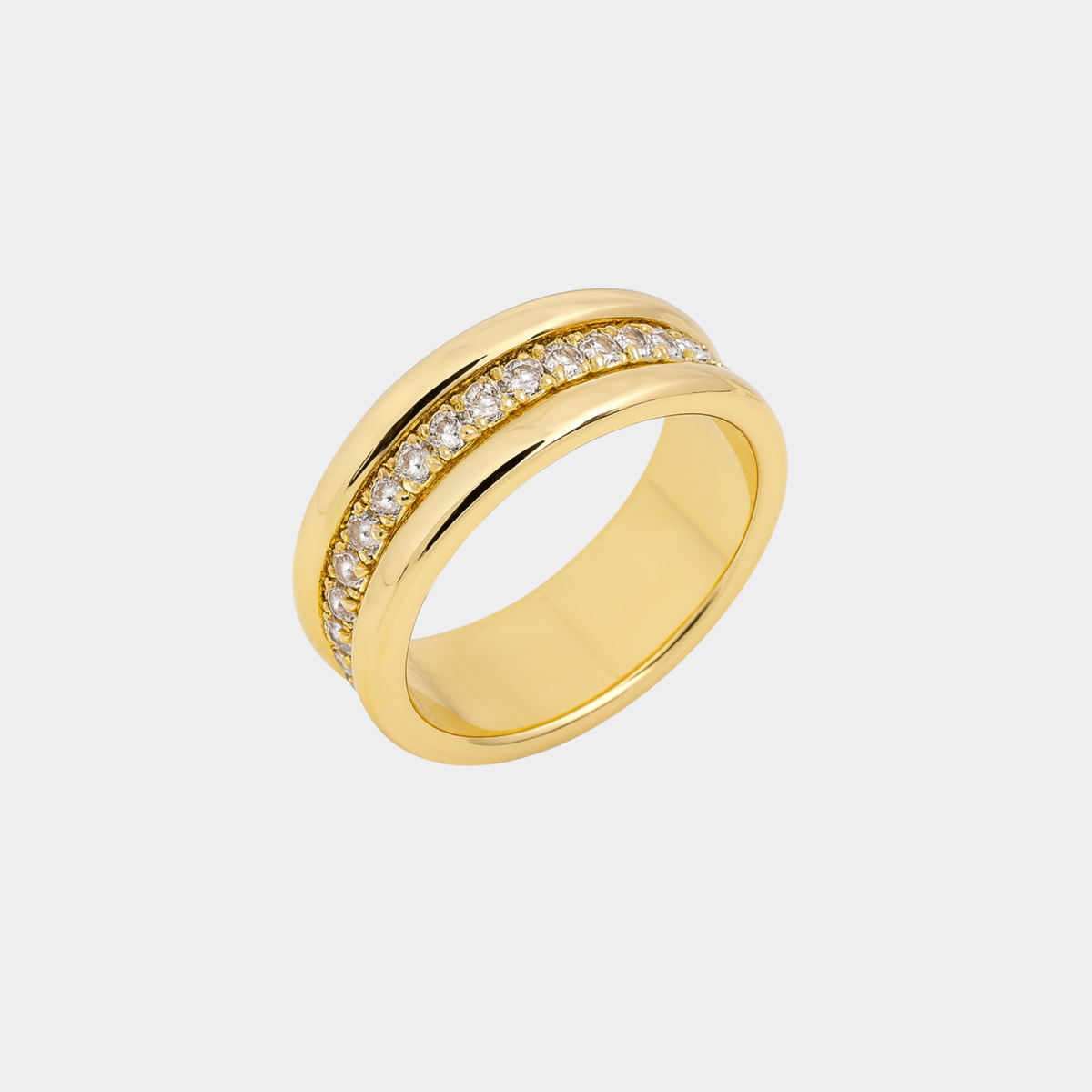 Elegante anello in zirconia con doppio inserto