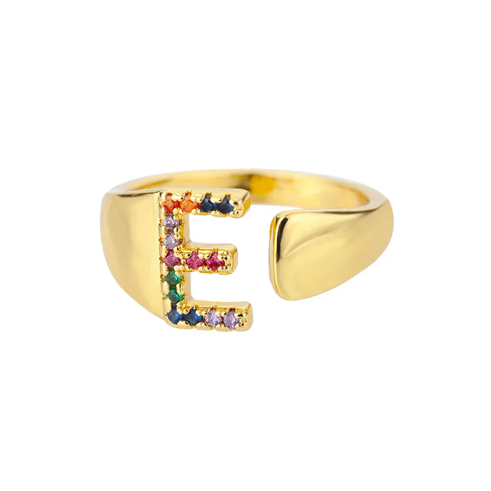 E - Anello iniziale in acciaio inossidabile dorato