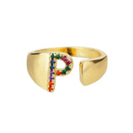 P - Anello iniziale in acciaio inossidabile dorato