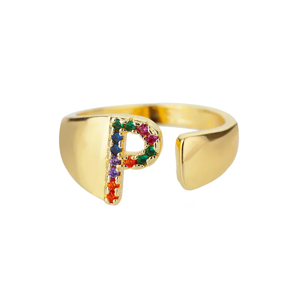 P - Anello iniziale in acciaio inossidabile dorato