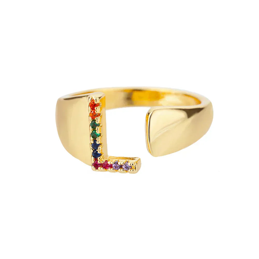 L - Anello iniziale in acciaio inossidabile dorato