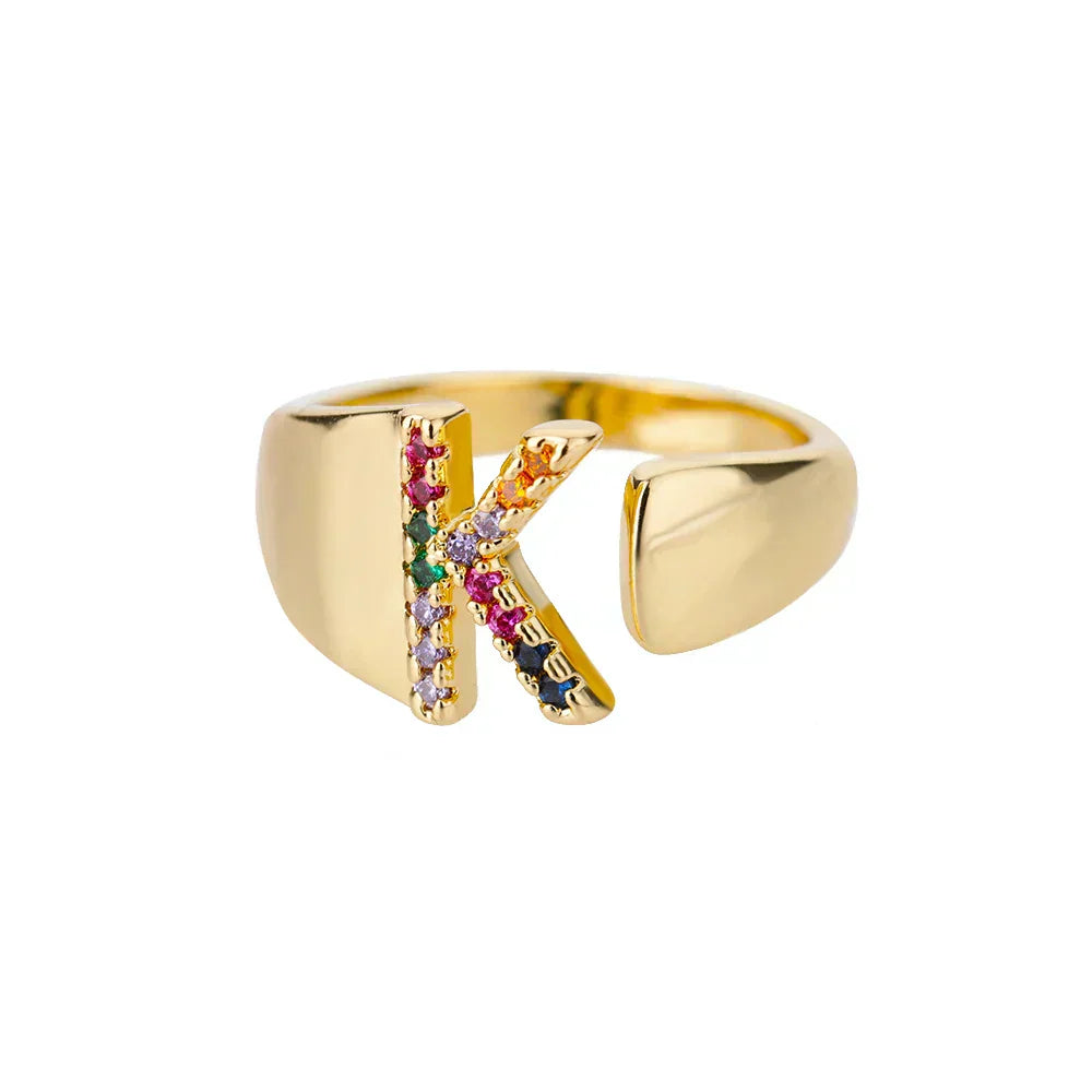K - Anello iniziale in acciaio inossidabile dorato