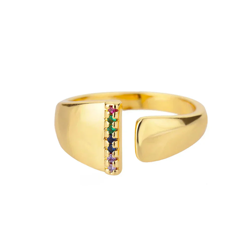 I - Anello iniziale in acciaio inossidabile dorato