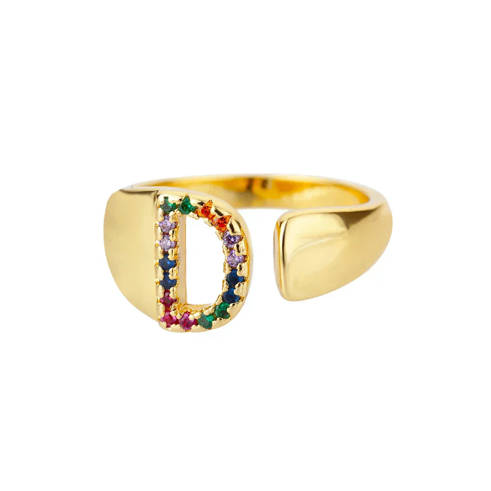 Anello in acciaio inossidabile dorato con iniziali