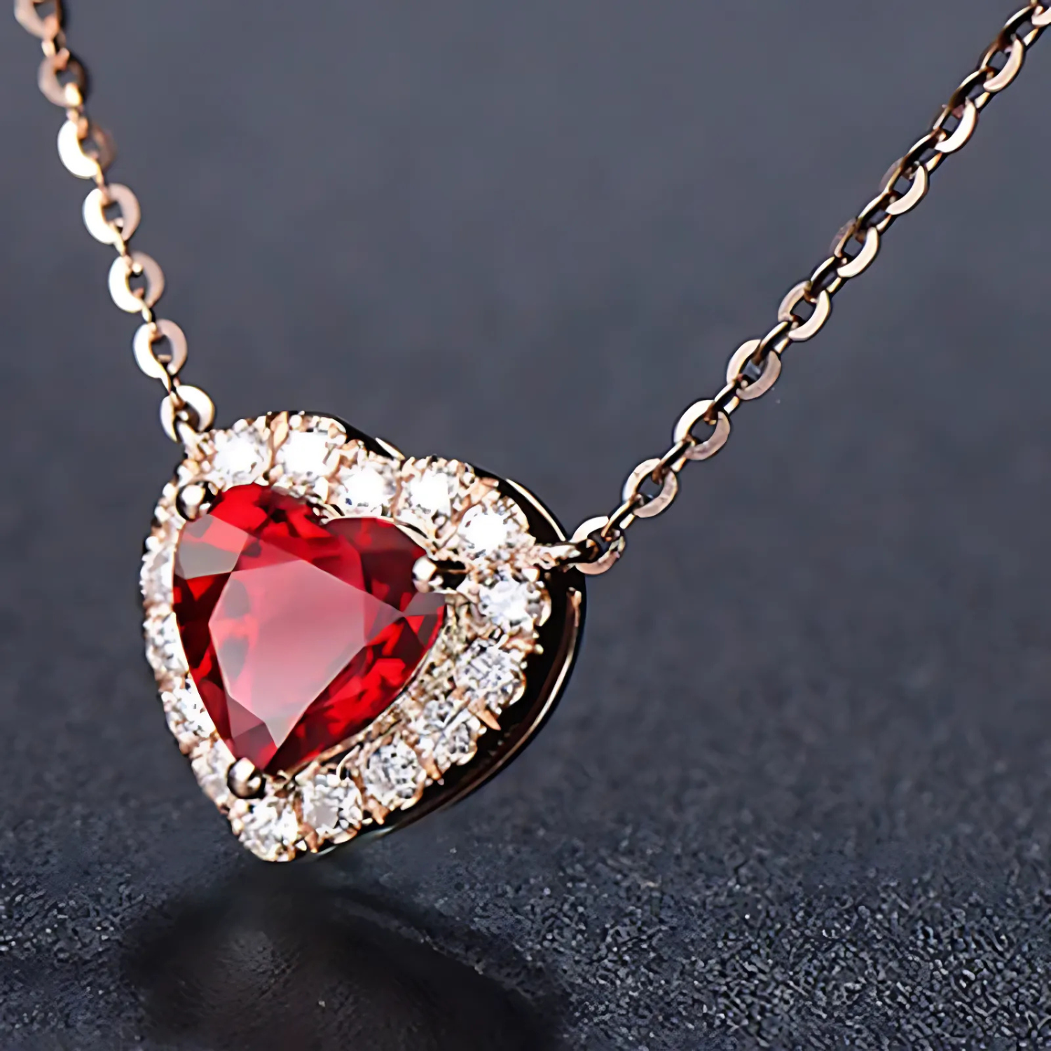 Romy – Collana in argento con cuore di rubino.