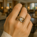 Stefanie - Anello vintage in oro con zircone intarsiato