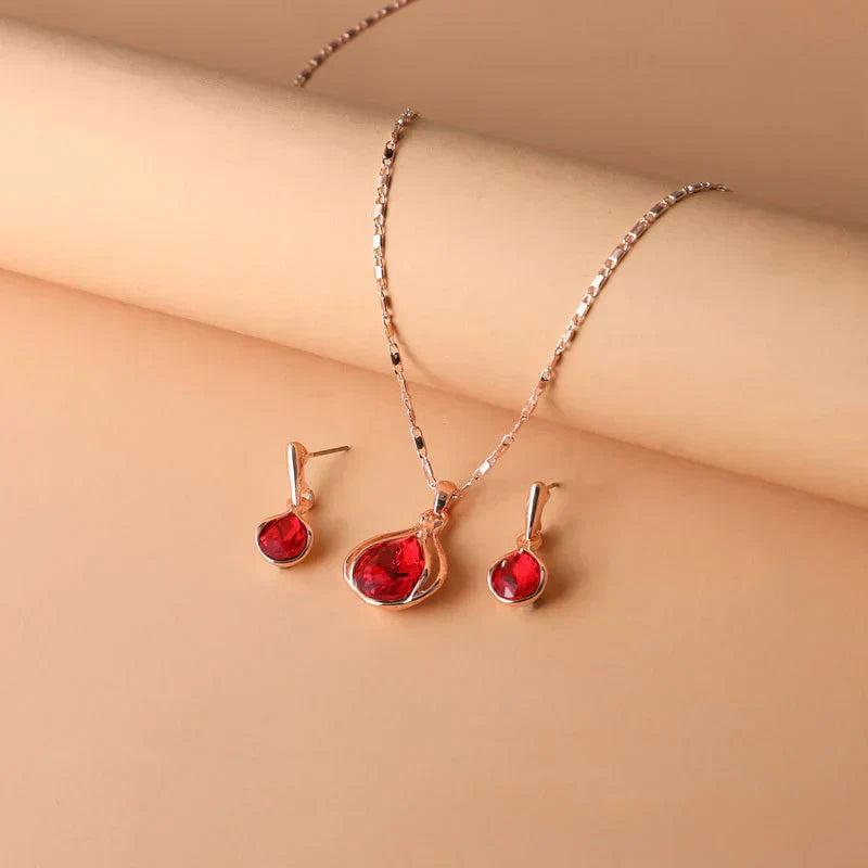 Zara – Parure di rubini dal fascino discreto.