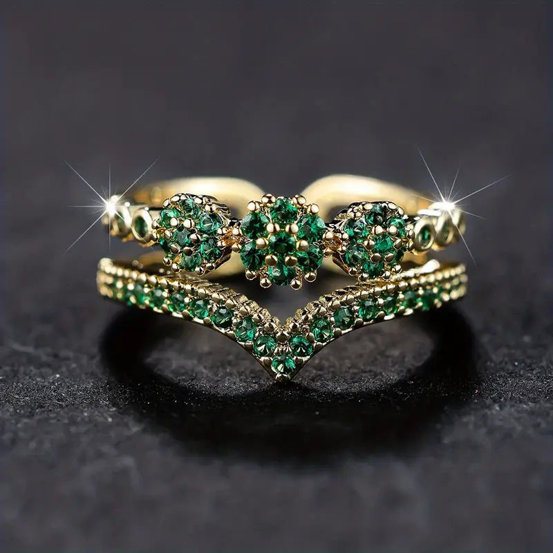 Marisa – Anello smeraldo con accenti scintillanti