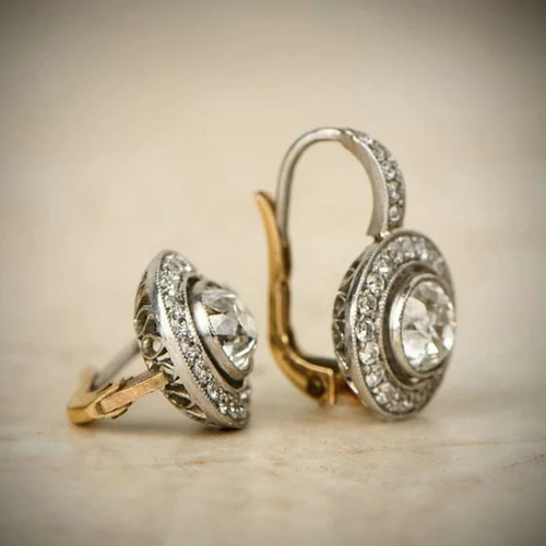 Amálie - Orecchini vintage in cristallo oro e argento