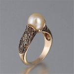 Theresia - Anello vintage in oro con perle
