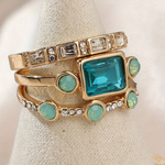 Herta - Set di anelli vintage in cristallo blu
