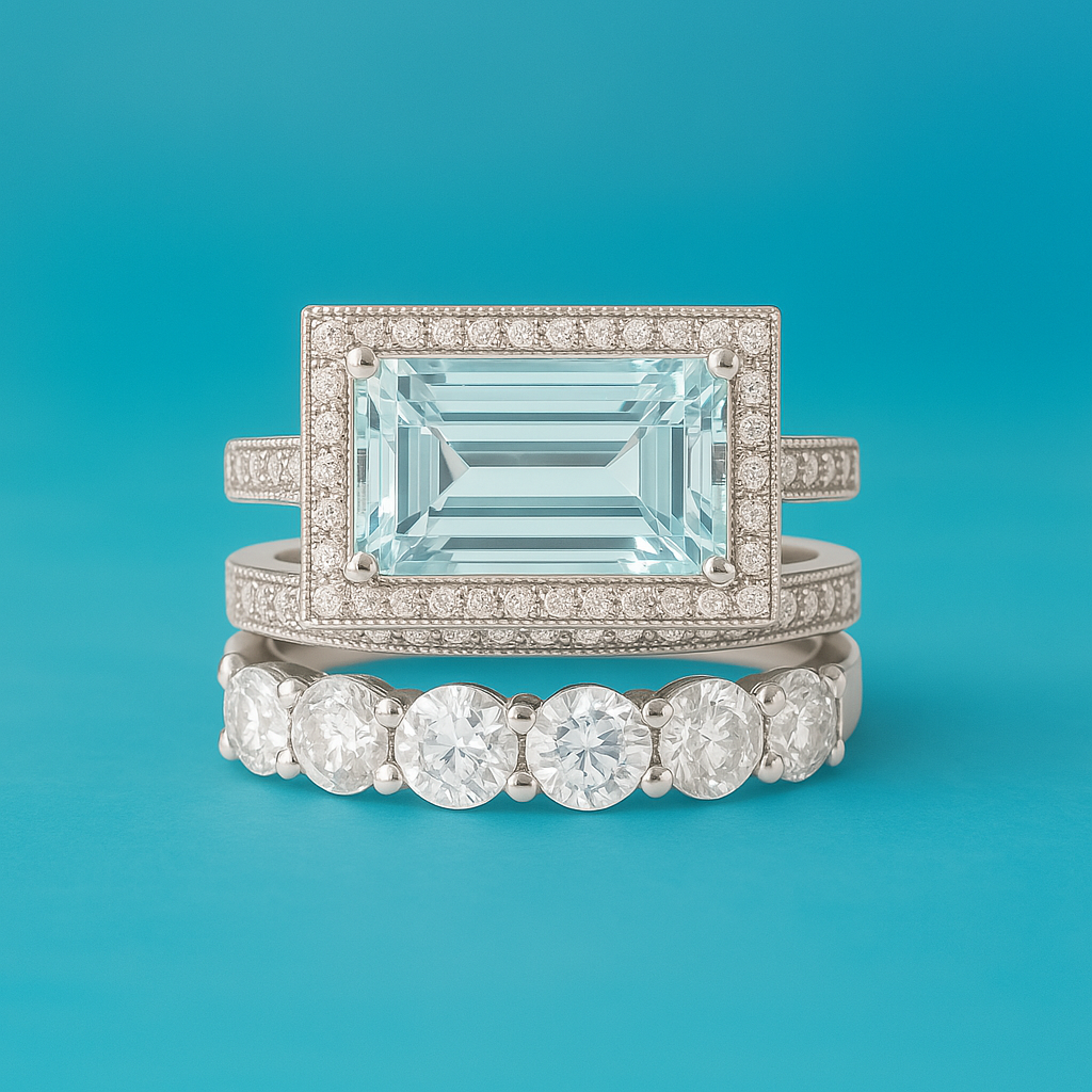 Gabriela – Set di anelli vintage in argento con turchese di vetro