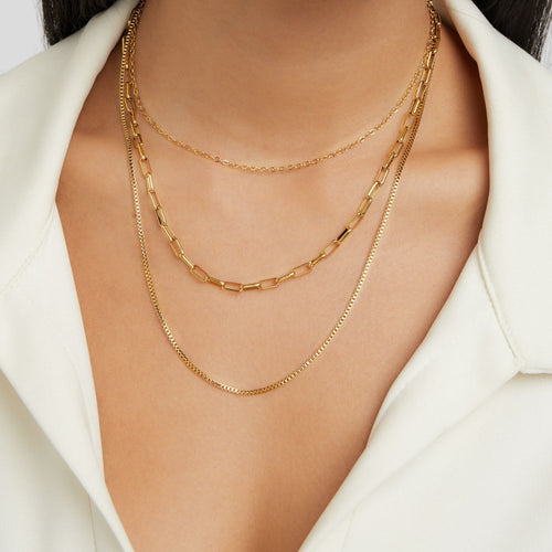 Amélie – Collana dorata doppia con aspetto strutturato